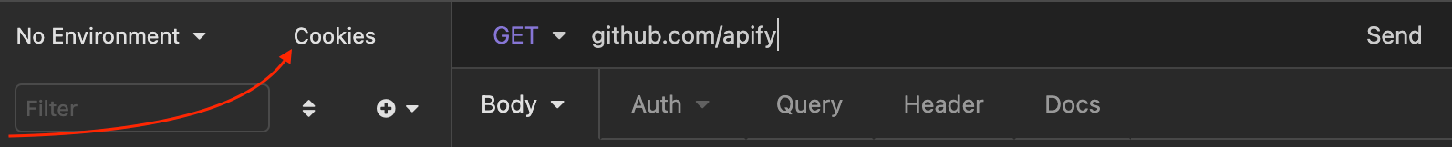 Click on the &quot;Cookies&quot; button